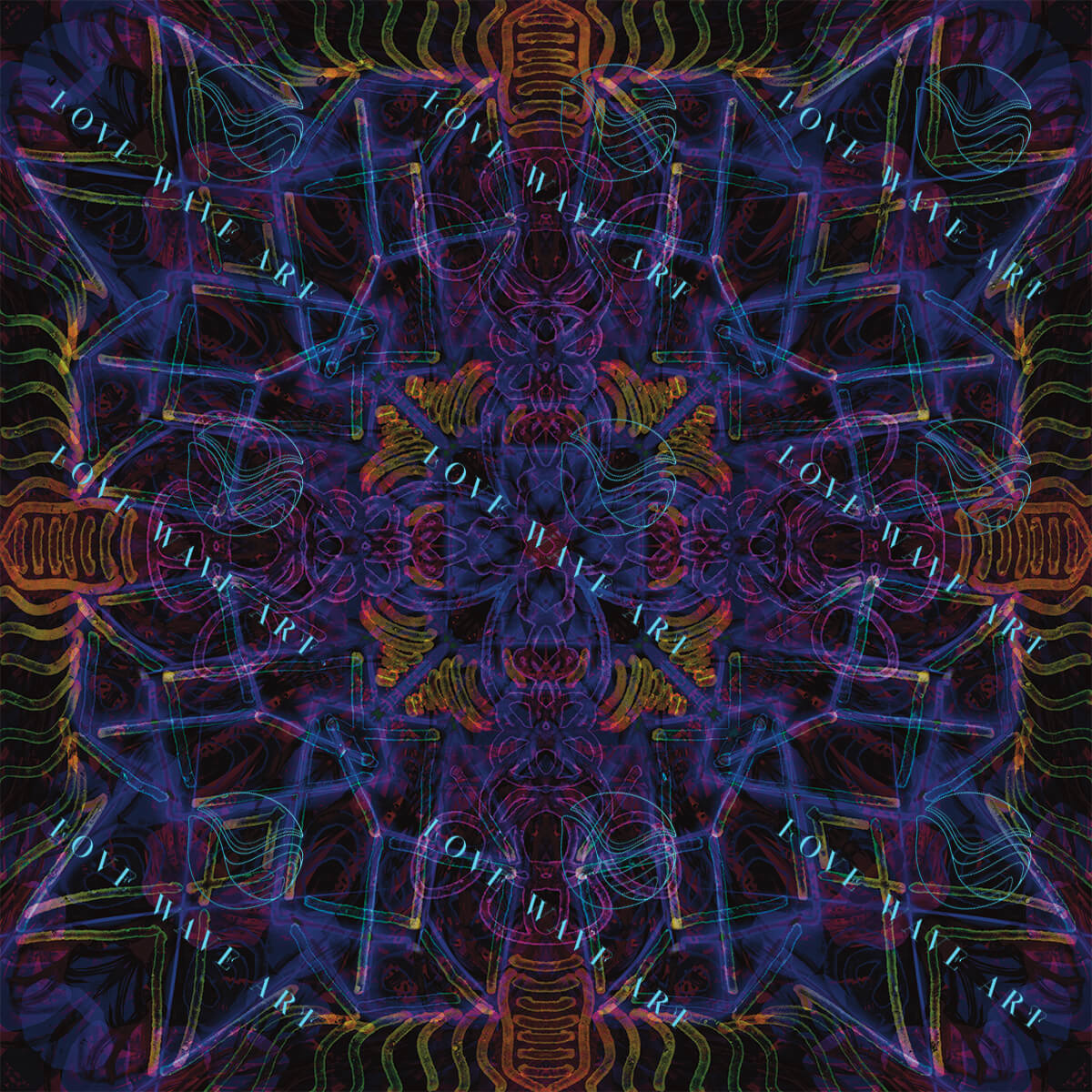 Abstract Digital Mandala Art Print -Purple Box Glow