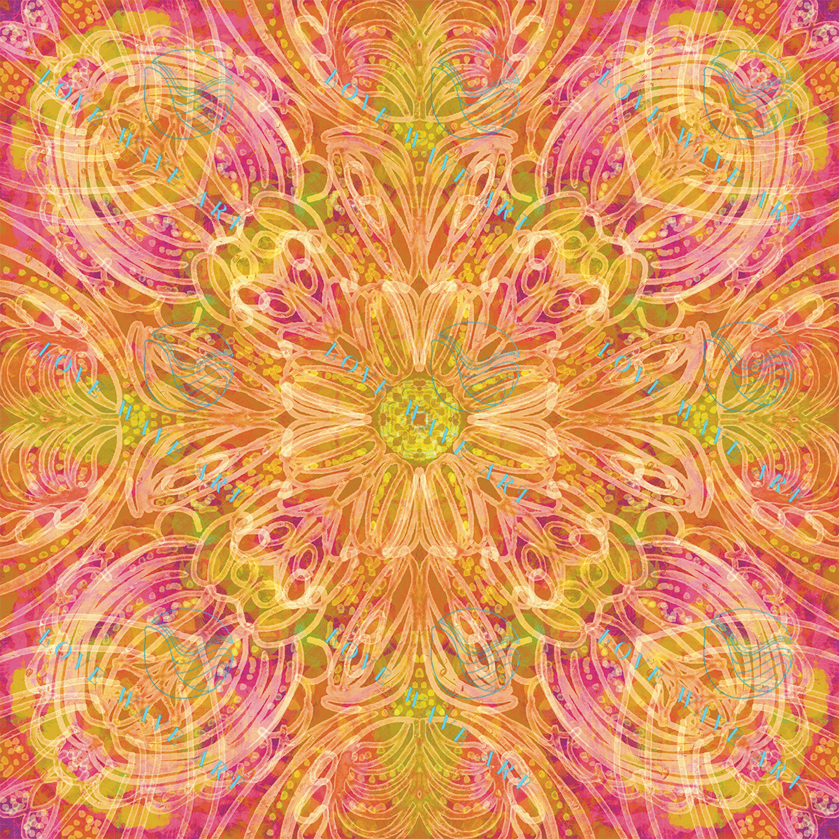 Vibrant Abstract Kaleidoscopic Art - Turmeric Sun Splash