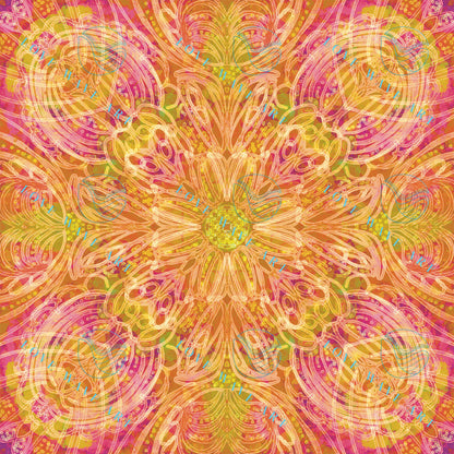 Vibrant Abstract Kaleidoscopic Art - Turmeric Sun Splash